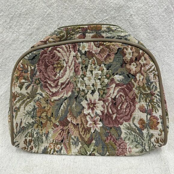Jaguar JC Penneys vintage floral tapestry travel toiletry/makeup zip up bag - Picture 10 of 10